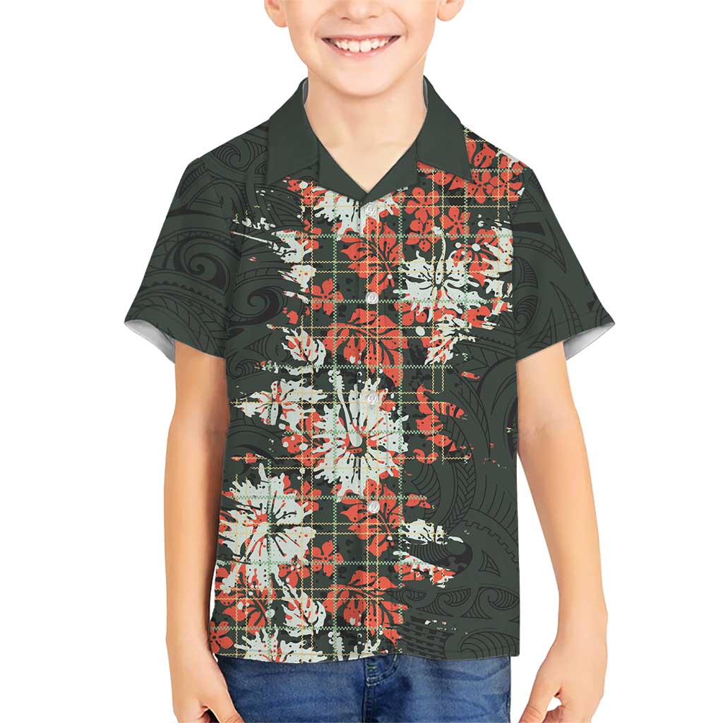 Hawaii Tartan With Hibiscus Family Matching Tank Maxi Dress and Hawaiian Shirt Polynesian Pattern Vintage