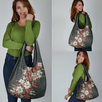 Hawaii Tartan With Hibiscus Grocery Bag Polynesian Pattern Vintage
