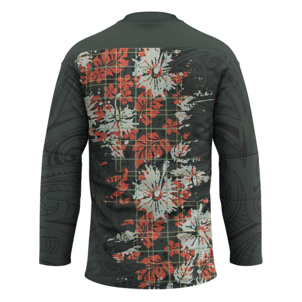 Hawaii Tartan With Hibiscus Hockey Jersey Polynesian Pattern Vintage