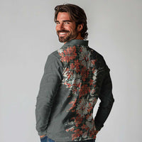 Hawaii Tartan With Hibiscus Long Sleeve Polo Shirt Polynesian Pattern Vintage