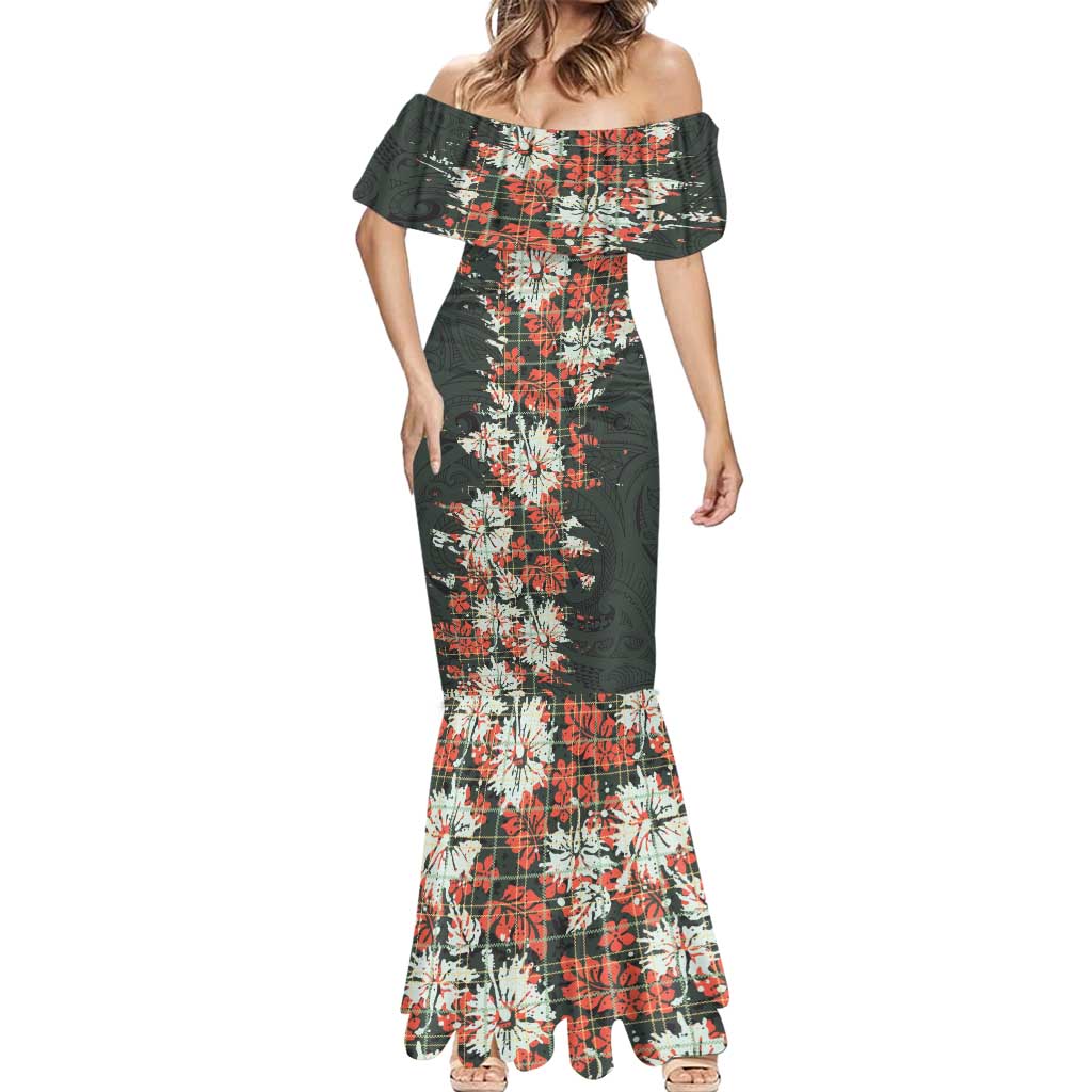 Hawaii Tartan With Hibiscus Mermaid Dress Polynesian Pattern Vintage