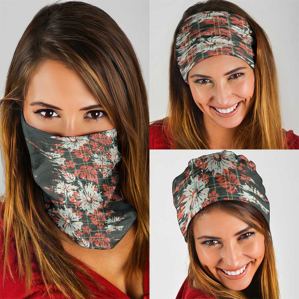 Hawaii Tartan With Hibiscus Neck Gaiter Polynesian Pattern Vintage