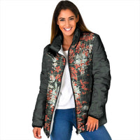Hawaii Tartan With Hibiscus Padded Jacket Polynesian Pattern Vintage