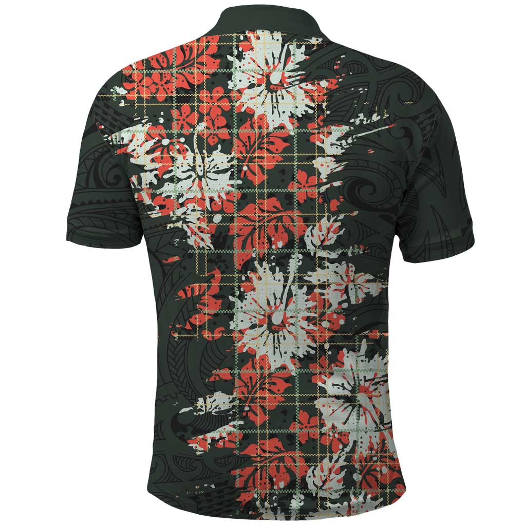 Hawaii Tartan With Hibiscus Polo Shirt Polynesian Pattern Vintage