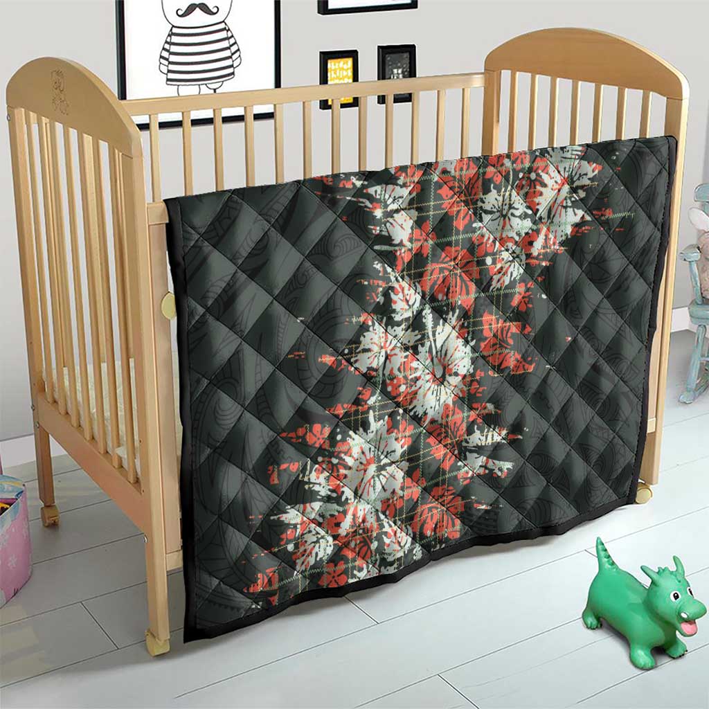 Hawaii Tartan With Hibiscus Quilt Polynesian Pattern Vintage