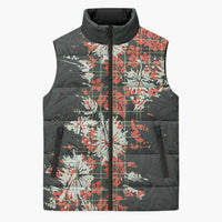Hawaii Tartan With Hibiscus Sleeveless Puffer Jacket Polynesian Pattern Vintage
