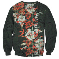 Hawaii Tartan With Hibiscus Sweatshirt Polynesian Pattern Vintage