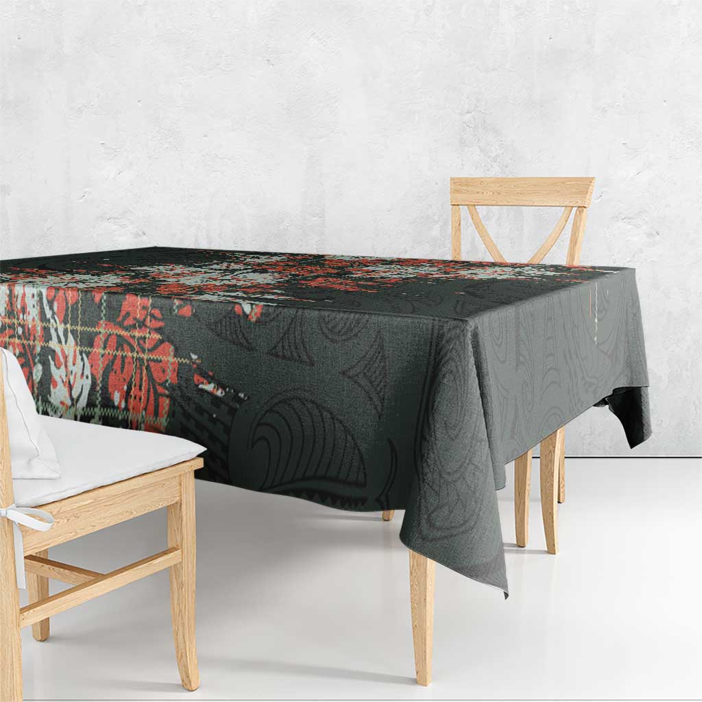 Hawaii Tartan With Hibiscus Tablecloth Polynesian Pattern Vintage