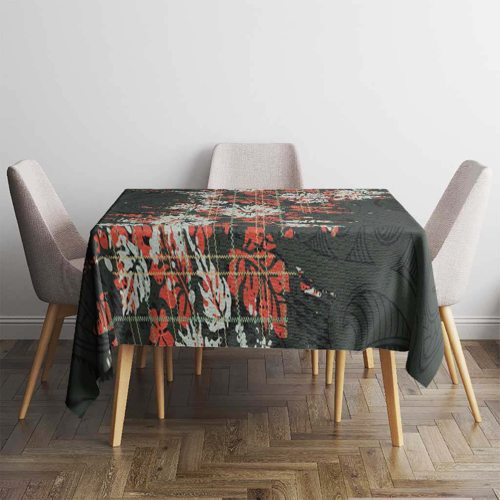 Hawaii Tartan With Hibiscus Tablecloth Polynesian Pattern Vintage