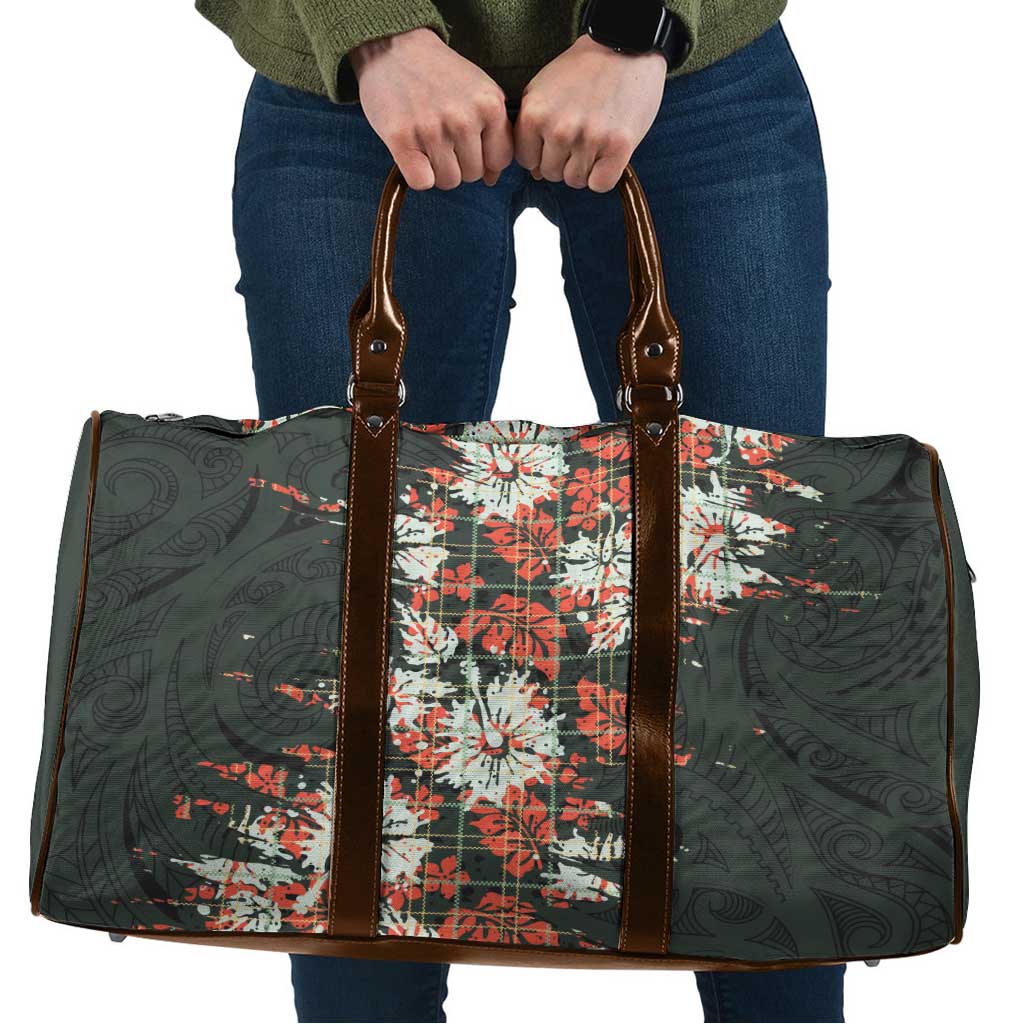 Hawaii Tartan With Hibiscus Travel Bag Polynesian Pattern Vintage