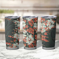 Hawaii Tartan With Hibiscus Tumbler Cup Polynesian Pattern Vintage