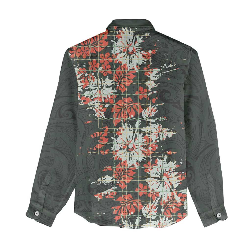 Hawaii Tartan With Hibiscus Women Casual Shirt Polynesian Pattern Vintage