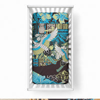 Japanese Hawaiian Crane Baby Bed Cover Blue Tapa Patchwork Pattern LT9 28 × 52 in Blue - Polynesian Pride