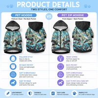 Japanese Hawaiian Crane Pet Hoodie Blue Tapa Patchwork Pattern LT9 - Polynesian Pride