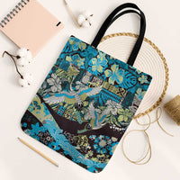 Japanese Hawaiian Crane Tote Bag Blue Tapa Patchwork Pattern