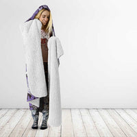 Japanese Hawaiian Crane Hooded Blanket Purple Tapa Patchwork Pattern