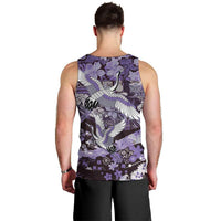 Japanese Hawaiian Crane Men Tank Top Purple Tapa Patchwork Pattern