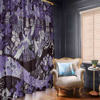 Japanese Hawaiian Crane Window Curtain Purple Tapa Patchwork Pattern