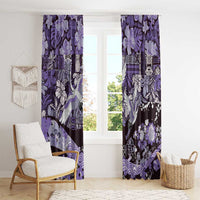 Japanese Hawaiian Crane Window Curtain Purple Tapa Patchwork Pattern
