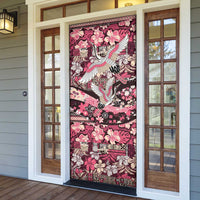 Japanese Hawaiian Crane Door Cover Soft Pink Tapa Patchwork Pattern