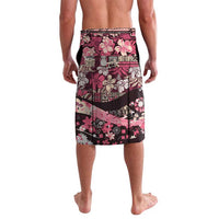 Japanese Hawaiian Crane Lavalava Soft Pink Tapa Patchwork Pattern