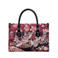 Japanese Hawaiian Crane Leather Bag Soft Pink Tapa Patchwork Pattern
