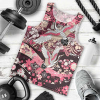 Japanese Hawaiian Crane Men Tank Top Soft Pink Tapa Patchwork Pattern