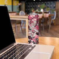 Japanese Hawaiian Crane Skinny Tumbler Soft Pink Tapa Patchwork Pattern