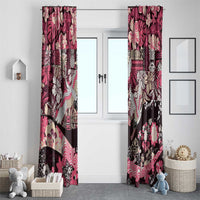 Japanese Hawaiian Crane Window Curtain Soft Pink Tapa Patchwork Pattern