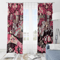 Japanese Hawaiian Crane Window Curtain Soft Pink Tapa Patchwork Pattern