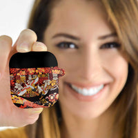 Japanese Hawaiian Crane AirPods Case Yellow Ochre Tapa Patchwork Pattern