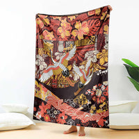 Japanese Hawaiian Crane Blanket Yellow Ochre Tapa Patchwork Pattern