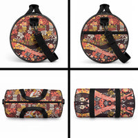 Japanese Hawaiian Crane Duffle Bag Yellow Ochre Tapa Patchwork Pattern LT9 - Polynesian Pride