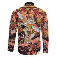 Japanese Hawaiian Crane Family Matching Tank Maxi Dress and Hawaiian Shirt Yellow Ochre Tapa Patchwork Pattern