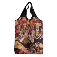 Japanese Hawaiian Crane Grocery Bag Yellow Ochre Tapa Patchwork Pattern