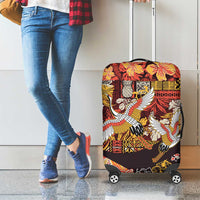 Japanese Hawaiian Crane Luggage Cover Yellow Ochre Tapa Patchwork Pattern