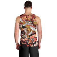 Japanese Hawaiian Crane Men Tank Top Yellow Ochre Tapa Patchwork Pattern