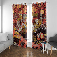 Japanese Hawaiian Crane Window Curtain Yellow Ochre Tapa Patchwork Pattern