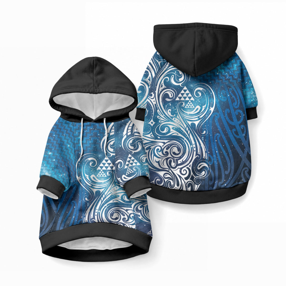 Matariki Galaxy Pet Hoodie Maori Taniko Pattern LT9 Pullover Blue - Polynesian Pride