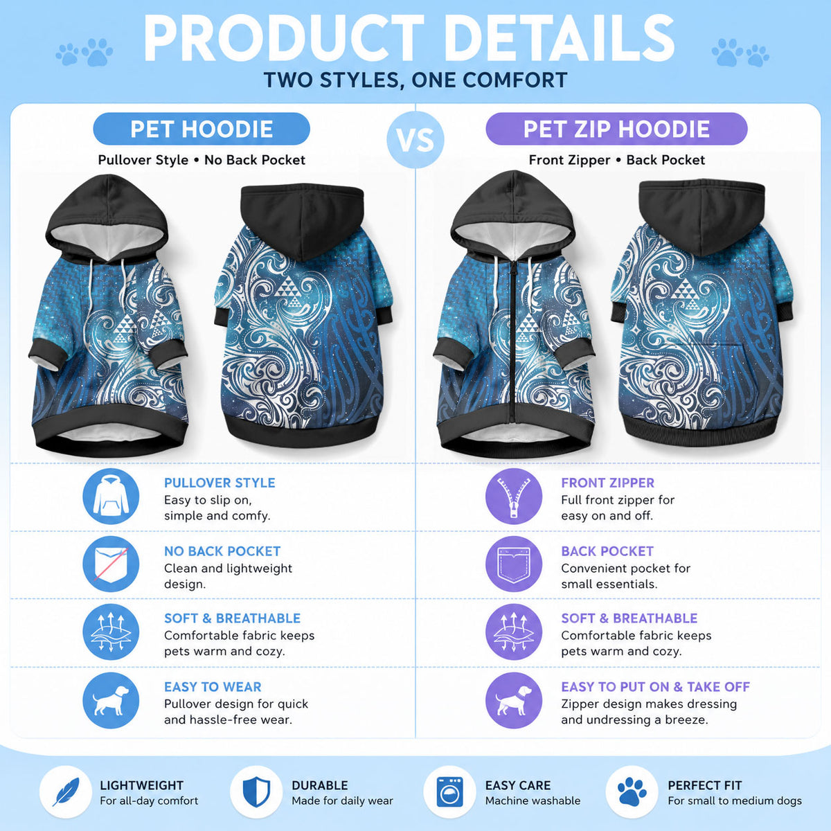 Matariki Galaxy Pet Hoodie Maori Taniko Pattern LT9 - Polynesian Pride