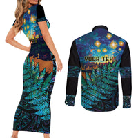 Matariki Te Tau Hou Maori Couples Matching Short Sleeve Bodycon Dress and Long Sleeve Button Shirt New Zealand Silver Fern Night Starry Sky LT9 - Polynesian Pride