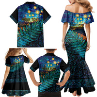 Matariki Te Tau Hou Maori Family Matching Mermaid Dress and Hawaiian Shirt New Zealand Silver Fern Night Starry Sky LT9 - Polynesian Pride