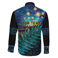 Matariki Te Tau Hou Maori Family Matching Off The Shoulder Long Sleeve Dress and Hawaiian Shirt New Zealand Silver Fern Night Starry Sky LT9 - Polynesian Pride