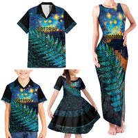 Matariki Te Tau Hou Maori Family Matching Tank Maxi Dress and Hawaiian Shirt New Zealand Silver Fern Night Starry Sky LT9 - Polynesian Pride