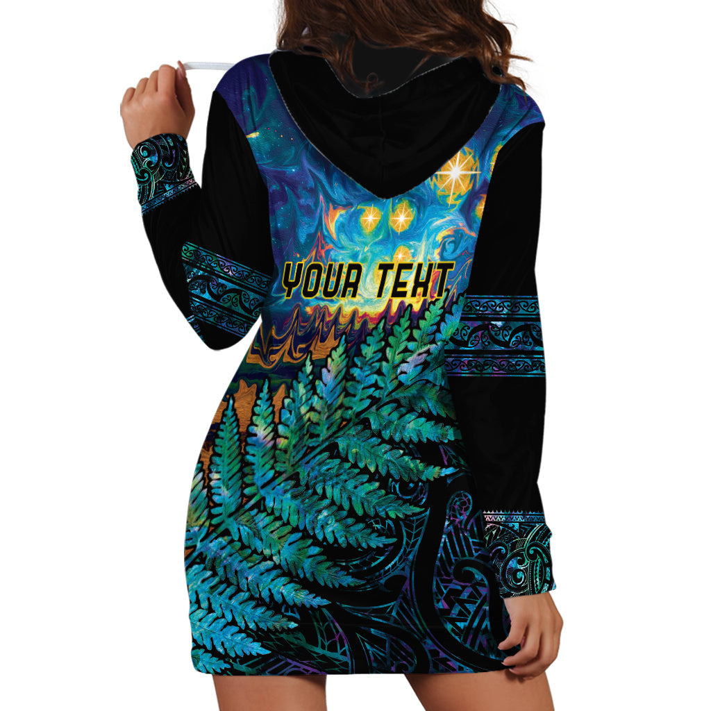 Matariki Te Tau Hou Maori Hoodie Dress New Zealand Silver Fern Night Starry Sky LT9 - Polynesian Pride