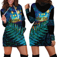 Matariki Te Tau Hou Maori Hoodie Dress New Zealand Silver Fern Night Starry Sky LT9 - Polynesian Pride