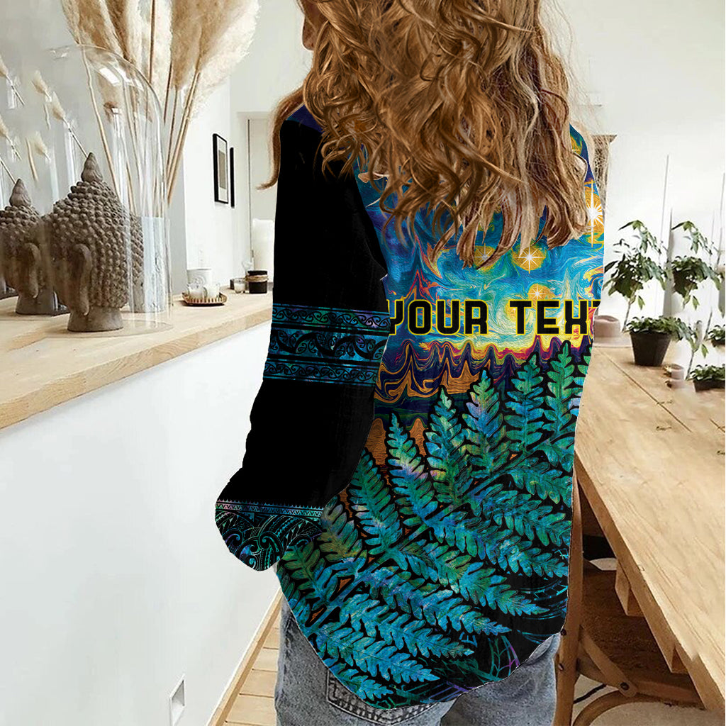 Matariki Te Tau Hou Maori Women Casual Shirt New Zealand Silver Fern Night Starry Sky LT9 - Polynesian Pride