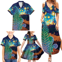 Personalised New Zealand Matariki Art Star Family Matching Summer Maxi Dress and Hawaiian Shirt Koru Fern Night Starry Sky LT9 - Polynesian Pride
