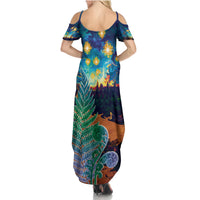 Personalised New Zealand Matariki Art Star Family Matching Summer Maxi Dress and Hawaiian Shirt Koru Fern Night Starry Sky LT9 - Polynesian Pride