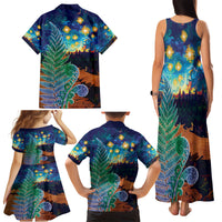 Personalised New Zealand Matariki Art Star Family Matching Tank Maxi Dress and Hawaiian Shirt Koru Fern Night Starry Sky LT9 - Polynesian Pride